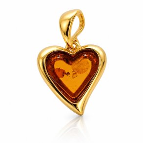 Wundersch�ner Herzanh�nger aus Bernstein und vergoldetem Sterlingsilber � das perfekte Geschenk 