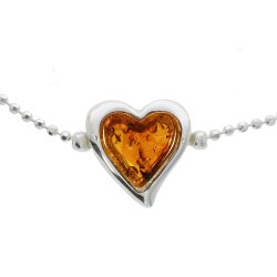 Hjertearmbnd I Sterling Slv Og Rav 