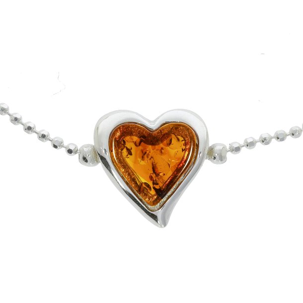 Hjertearmbnd I Sterling Slv Og Rav 