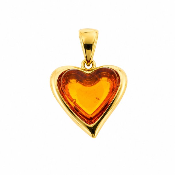 Wundersch�ner Herzanh�nger aus Bernstein und vergoldetem Sterlingsilber � das perfekte Geschenk 