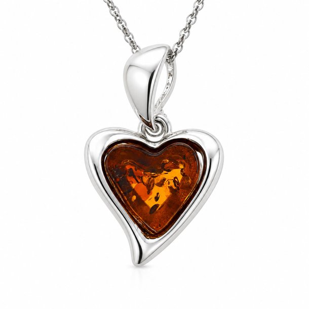 Wundersch�ner Herzanh�nger aus Bernstein und Sterlingsilber � das perfekte Geschenk 