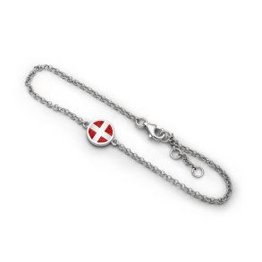 Dansk flag Armbnd af Slv med Korallensand