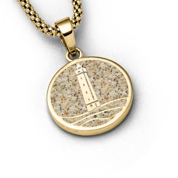 Vedhnget "Blvand / Blvandfyr" med strand sand forgyldt