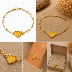 Entfesseln Sie die wahre Liebe � Edles vergoldetes Armband mit Bernsteinelementen