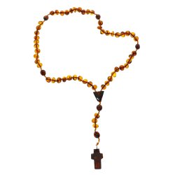 Rosenkrans lavet af naturlige ravperler i bruun farve