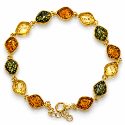 Handgefertigtes nordisches Bernsteinarmband aus 14 Karat vergoldetem Silber � elegantes skandinavisches design
