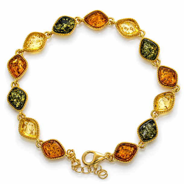 Handgefertigtes nordisches Bernsteinarmband aus 14 Karat vergoldetem Silber � elegantes skandinavisches design