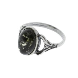Oval Ring I Sterling Slv Og Rav