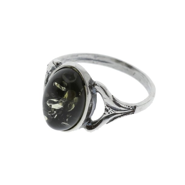 Oval Ring I Sterling Slv Og Rav