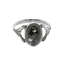 Oval Ring I Sterling Slv Og Rav