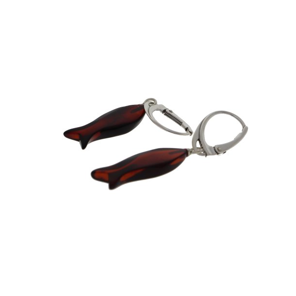 Fisk reringe i rav / Amber fish earrings