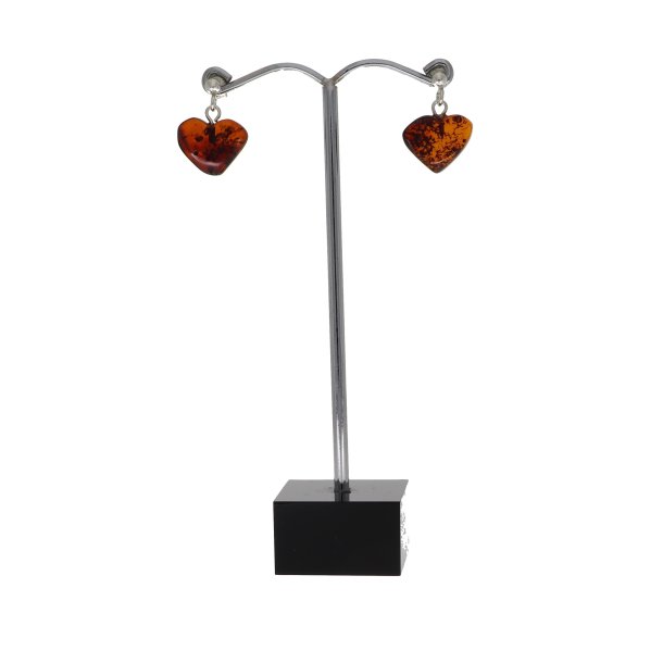 Brunt rav hjerte restikker af gte rav og Sterling slv . 925 