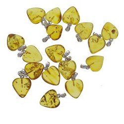 Hjerte vedhng af rav gul gennemsigtig