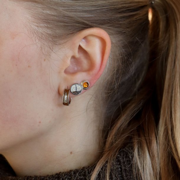 Creolen "Bl�vand" mit Bl�vand-Kiefer und Bernstein vergoldet / Creole "Bl�vand"