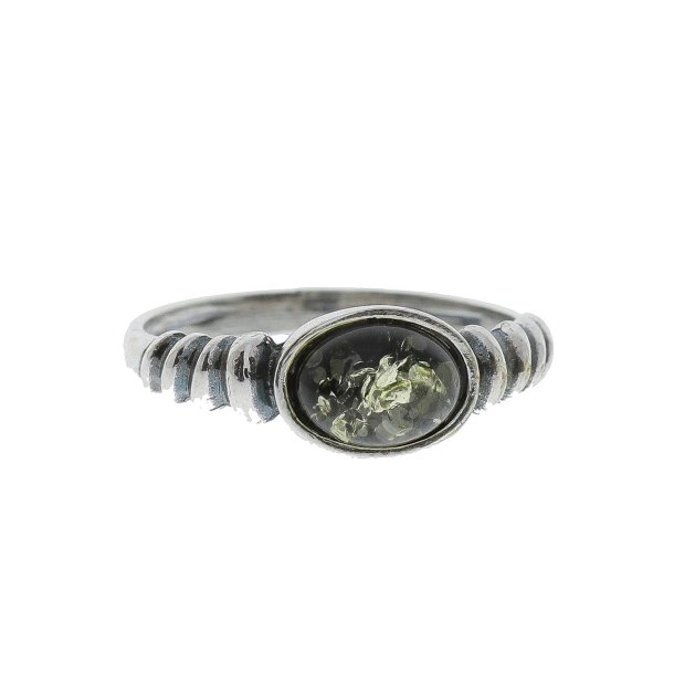Ring I Sterling Slv Og Rav