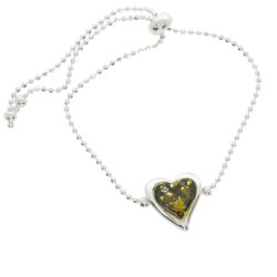 Hjertearmbnd I Sterling Slv Og Grn Rav 