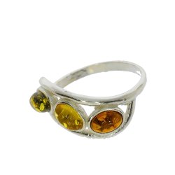 Ring I Sterling Slv Og Rav