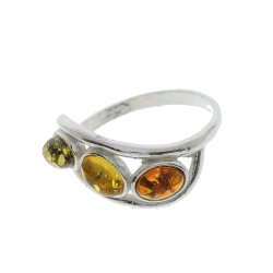 Ring I Sterling Slv Og Rav