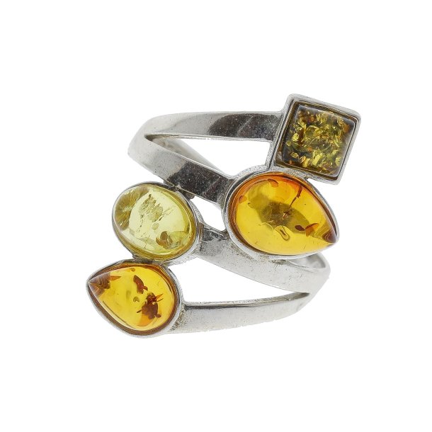 Ring I Sterling Slv Og Rav