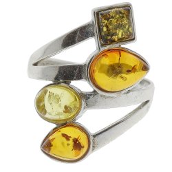 Ring I Sterling Slv Og Rav