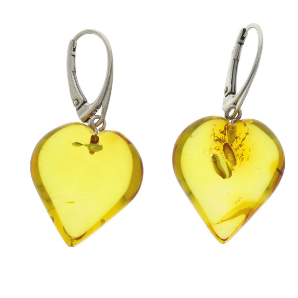 Store gte Rav  hjerte reringe  / Amber heart Earrings 