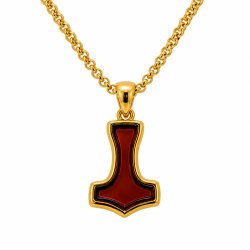 Thor's Hammer Anh�nger aus Bernstein und vergoldetem Sterlingsilber