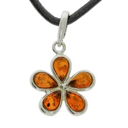 Blomst Vedh�ng I Rav Og Sterling S�lv