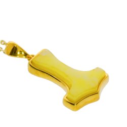 Thor's Hammer Anh�nger aus Bernstein und vergoldetem Sterlingsilber
