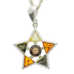 Rubin Og Rav VedhngI 925 Sterling Slv