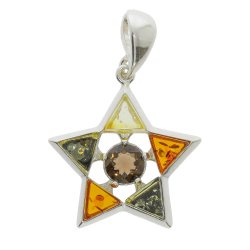 Rubin Og Rav VedhngI 925 Sterling Slv