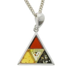 Trekant Vedhng I 925 Sterling Slv Og Rav