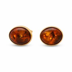 Ovale Rav �restikker I Forgyldt S�lv 